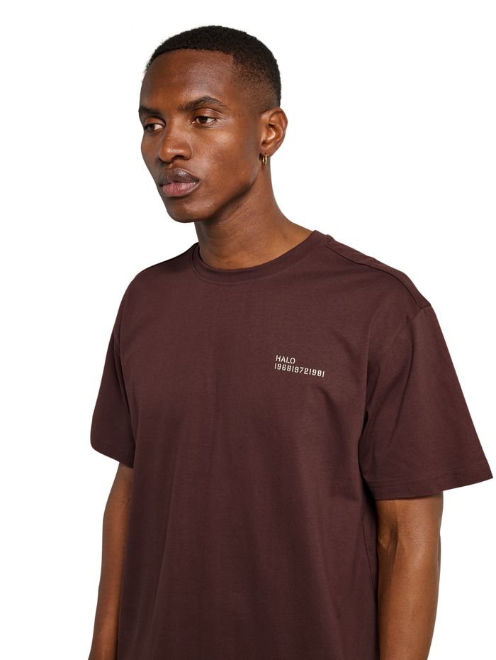 HALO GRAPHIC T-SHIRT, BITTER CHOCOLATE/BITTERCHOCOLA, model