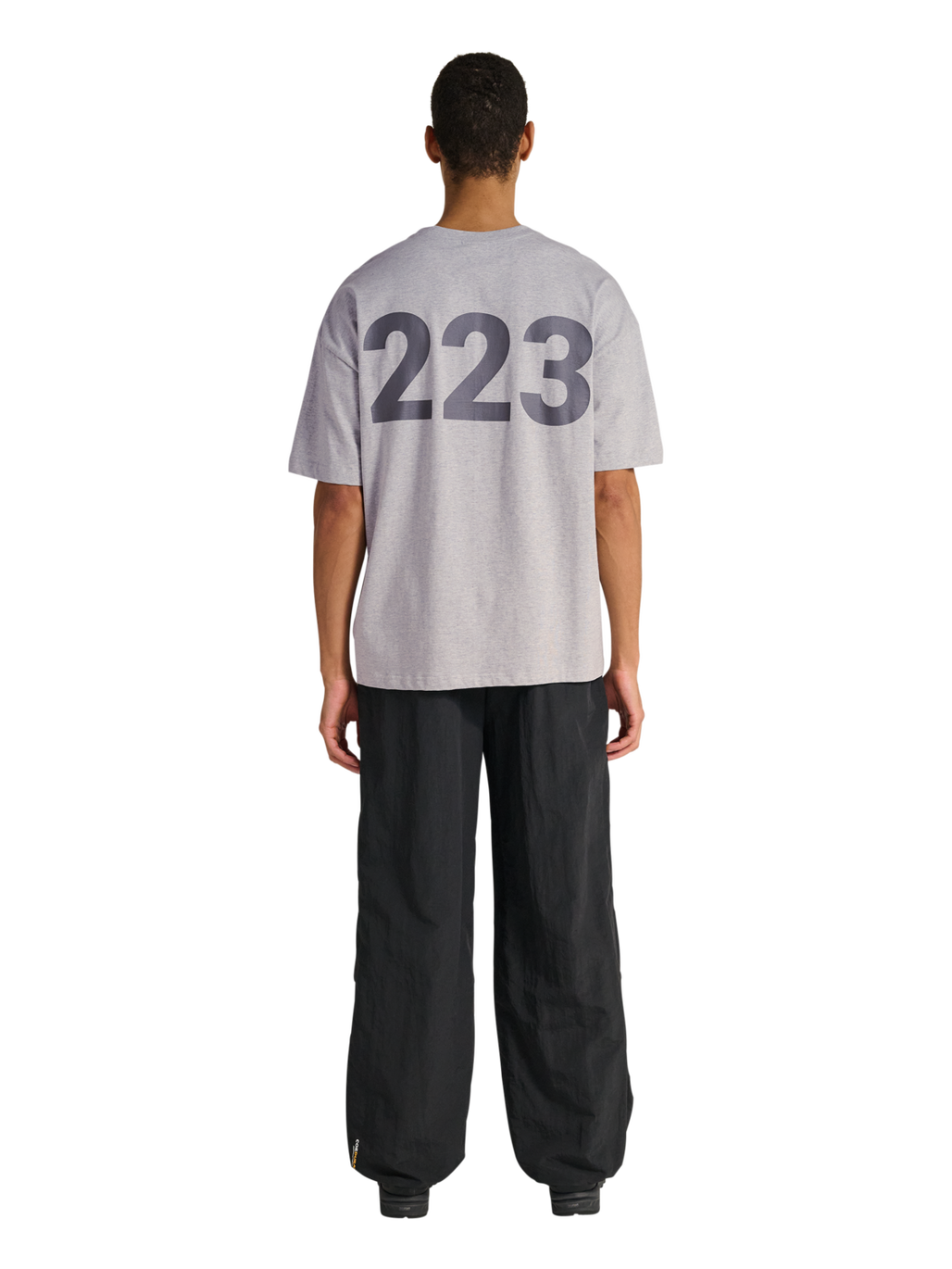 HALO GRAPHIC BOXY T-SHIRT, LIGHT GREY MELANGE, model