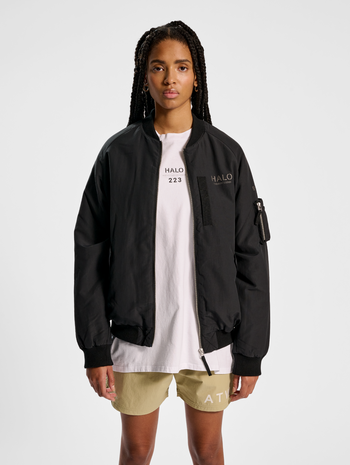 HALO CORDURA BOMBER JACKET, BLACK, model