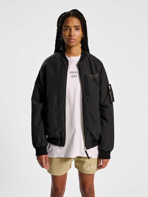 HALO CORDURA BOMBER JACKET, BLACK, model