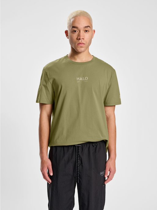 HALO COTTON T-SHIRT, GRAY GREEN, model