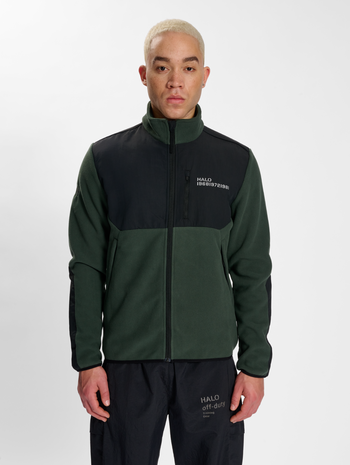 HALO BLOCKED ZIP FLEECE, DEEP FOREST, model