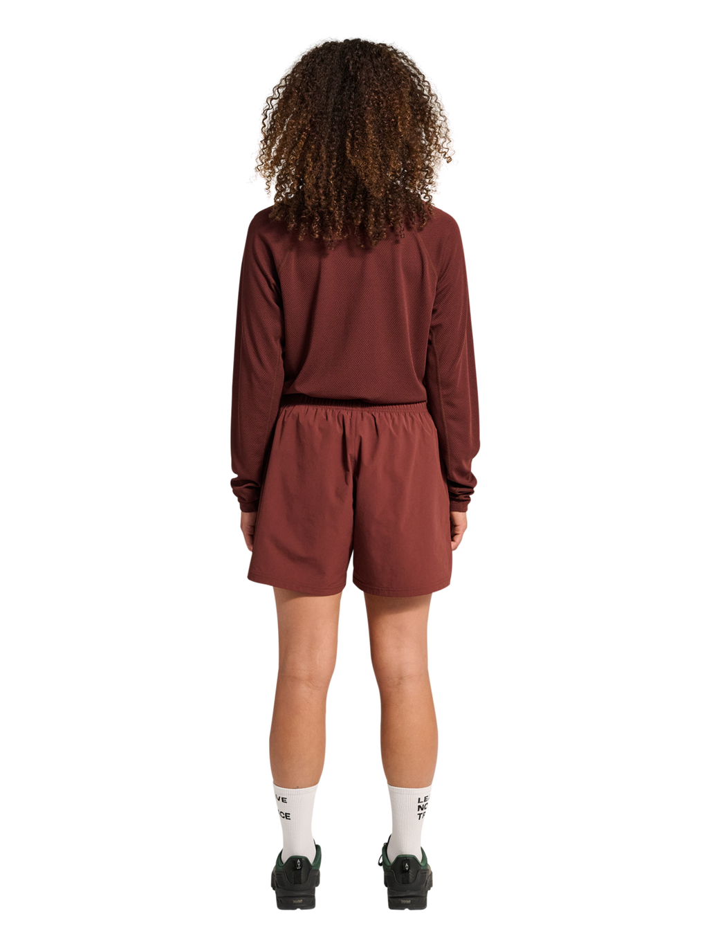 HALO SHORTS, BITTER CHOCOLATE, model