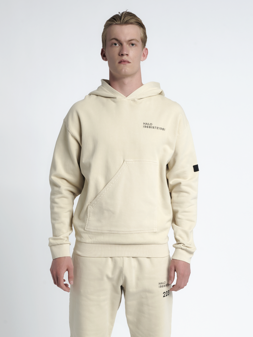 HALO COTTON HOODIE, PUMICE STONE, model