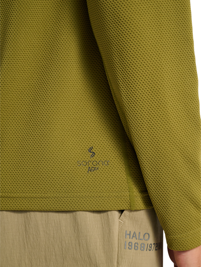 HALO SORONA HALF ZIP, OLIVE DRAB, model