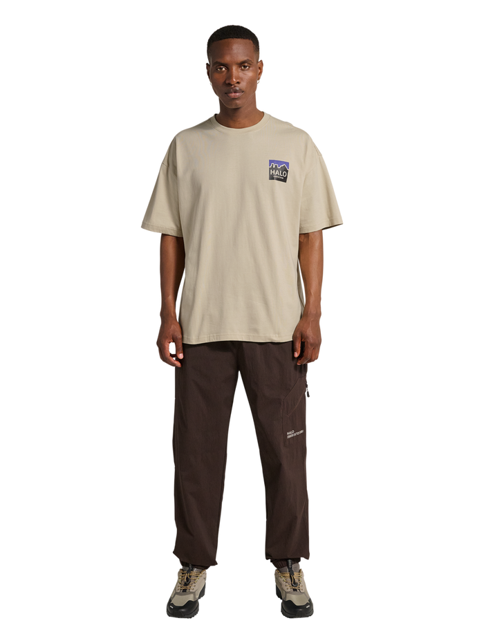 HALO GRAPHIC BOXY T-SHIRT, OYSTER GRAY/OYSTER GRAY, model