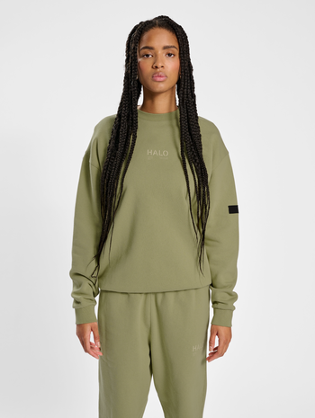 HALO COTTON CREW, GRAY GREEN, model