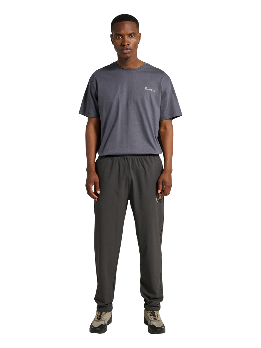 HALO TECH PANTS, ASPHALT, model