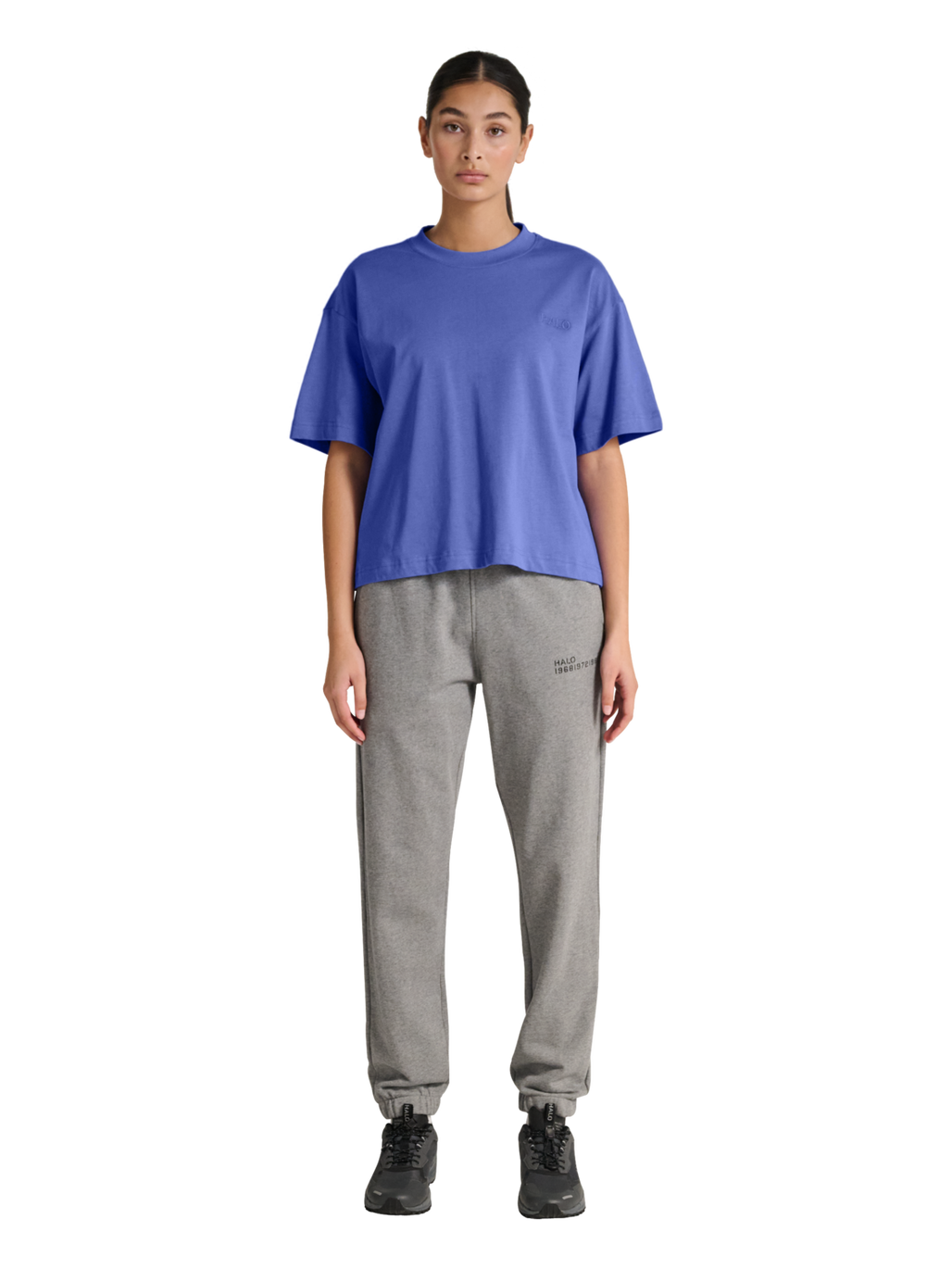 HALO WOMEN LOGO T-SHIRT, BAJA BLUE, model