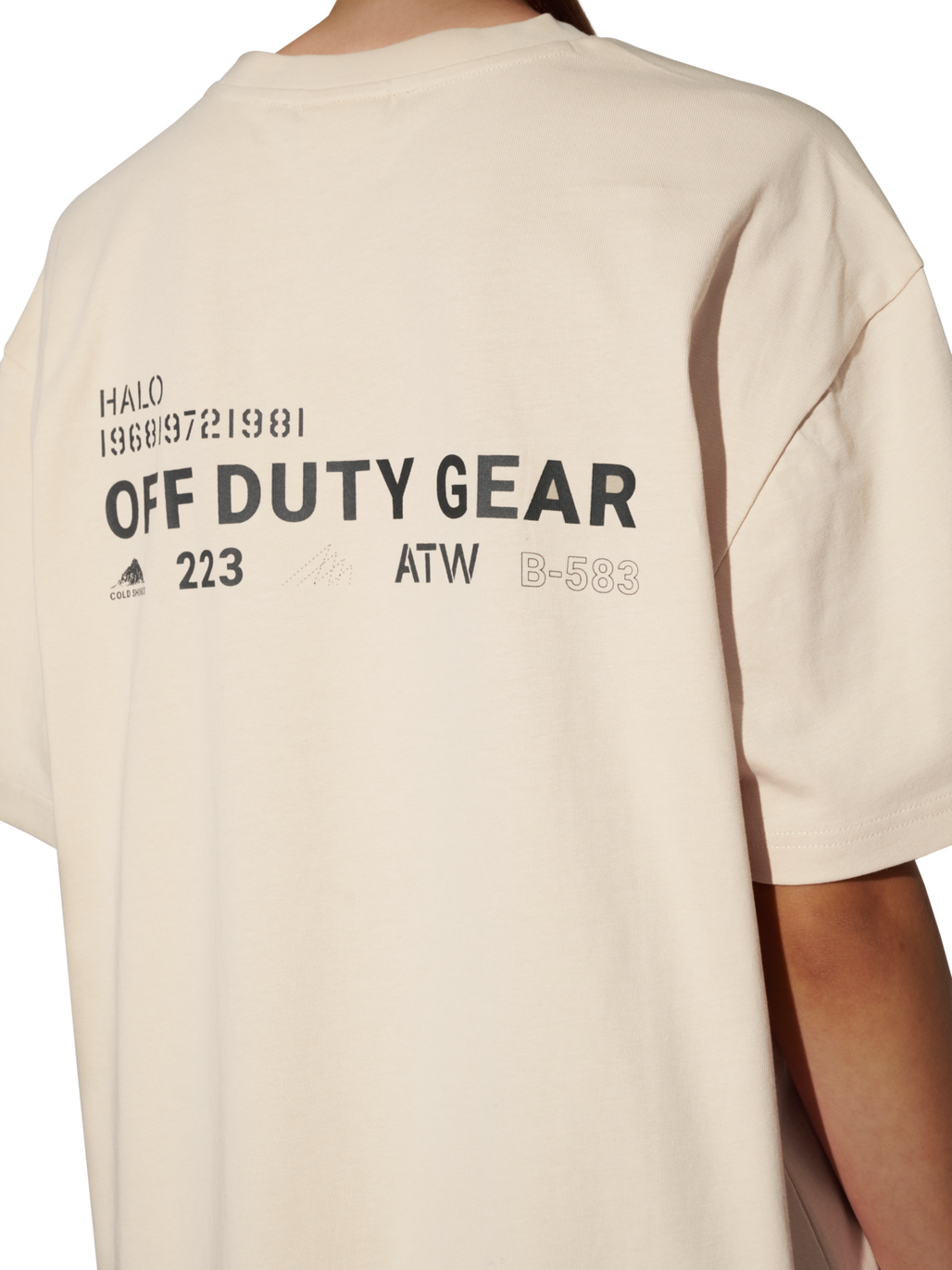 HALO COLD SHORE T-SHIRT, OYSTER GRAY, model