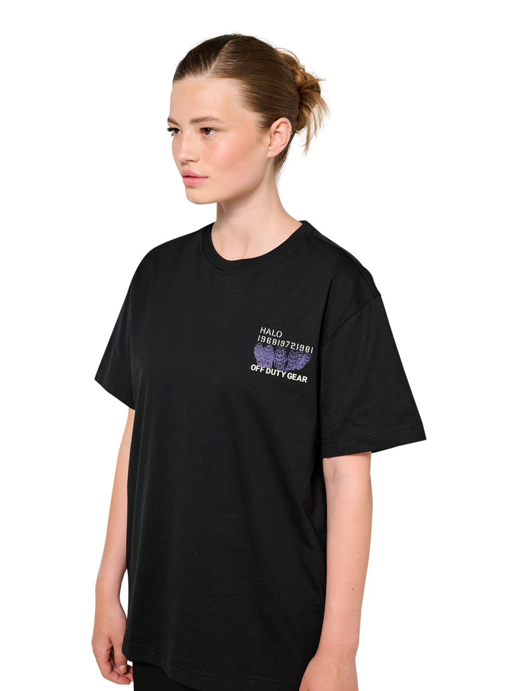 HALO GRAPHIC T-SHIRT, BLACK/FOG GREEN, model