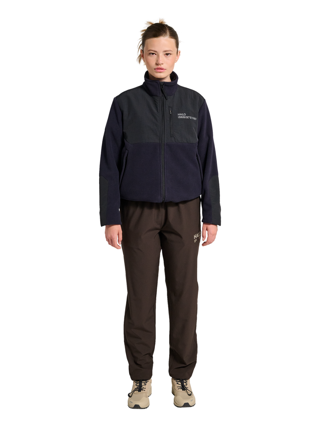HALO BLOCKED ZIP FLEECE, DEEP WELL, model