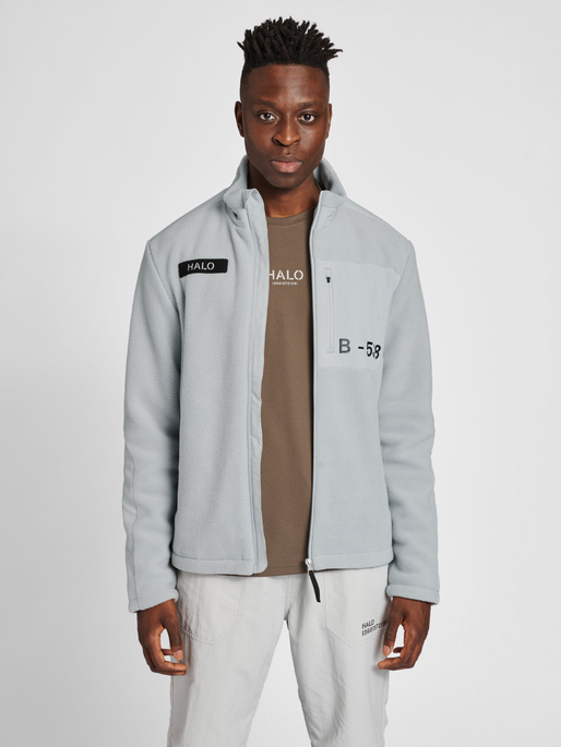 HALO TEDDY FLEECE JACKET, HARBOR MIST, model