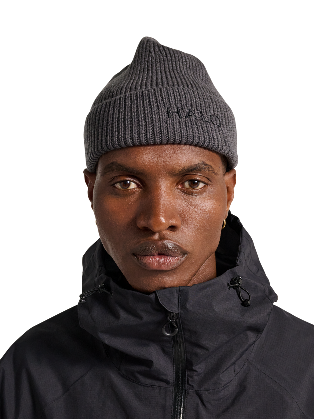 HALO  WOOL RIB BEANIE, ASPHALT, model