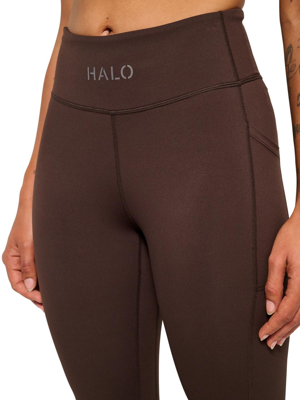 HALO WOMEN TRAINING TIGHTS, CHOCOLATE TORTE, model