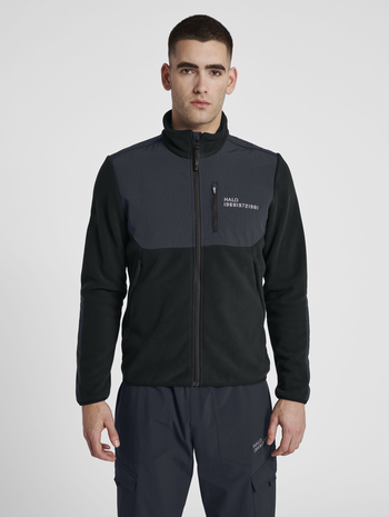 HALO BLOCKED ZIP FLEECE, BLACK, model