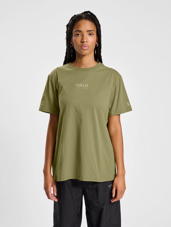 HALO COTTON T-SHIRT, GRAY GREEN, model