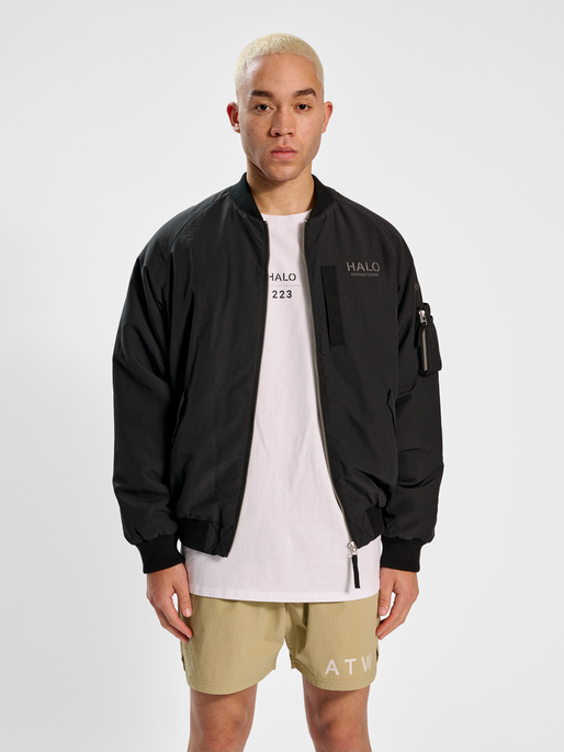 HALO CORDURA BOMBER JACKET, BLACK, model