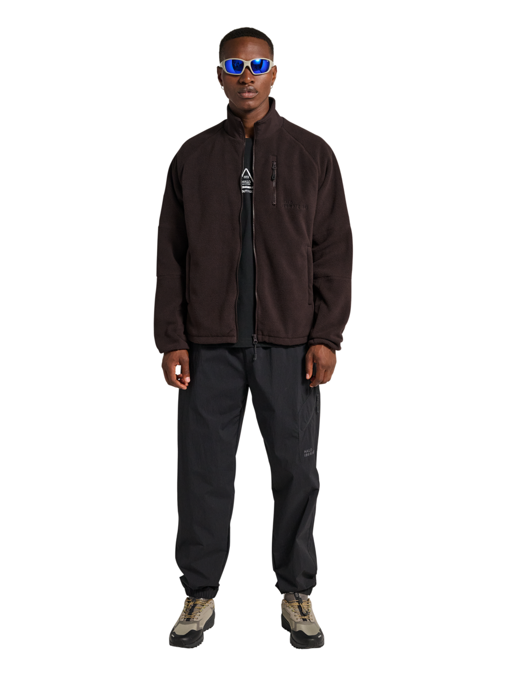 HALO WINDPROOF TEDDYFLEECE JACKET, CHOCOLATE TORTE, model