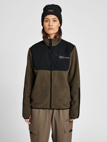 HALO BLOCKED ZIP FLEECE, MAJOR BROWN, model