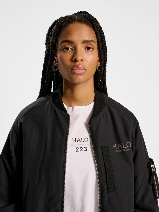 HALO CORDURA BOMBER JACKET, BLACK, model