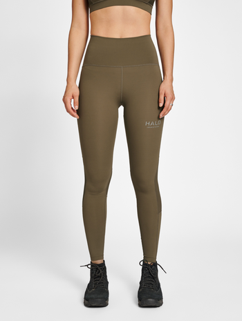 HALO WOMENS HIGHRISE TIGHTS, MAJOR BROWN, model
