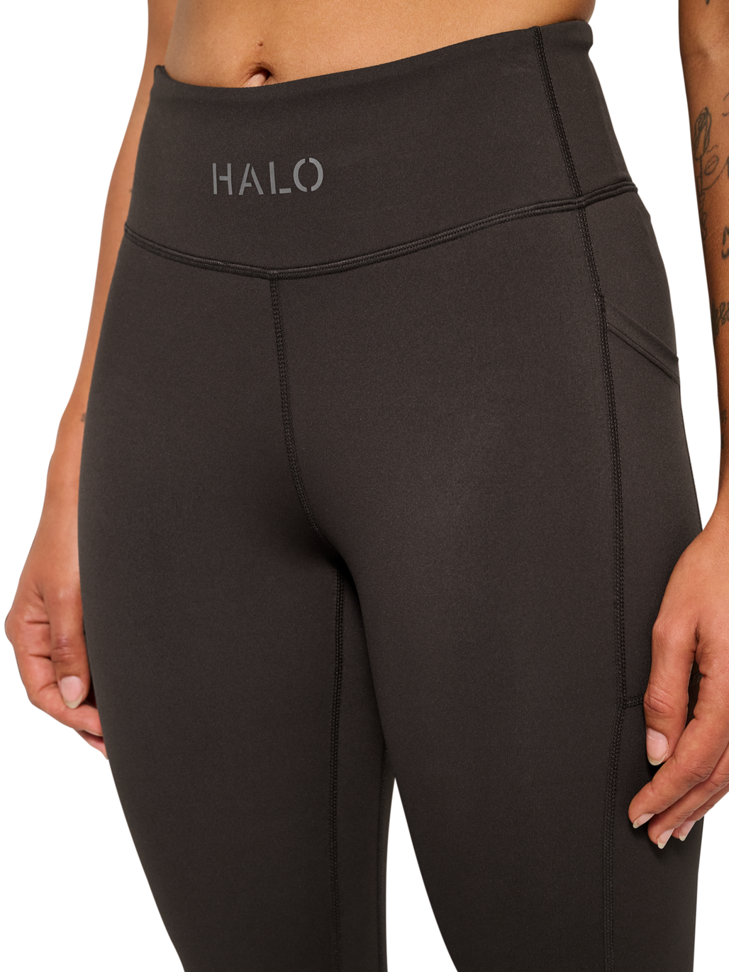 HALO WOMEN TRAINING TIGHTS, CHOCOLATE TORTE, model