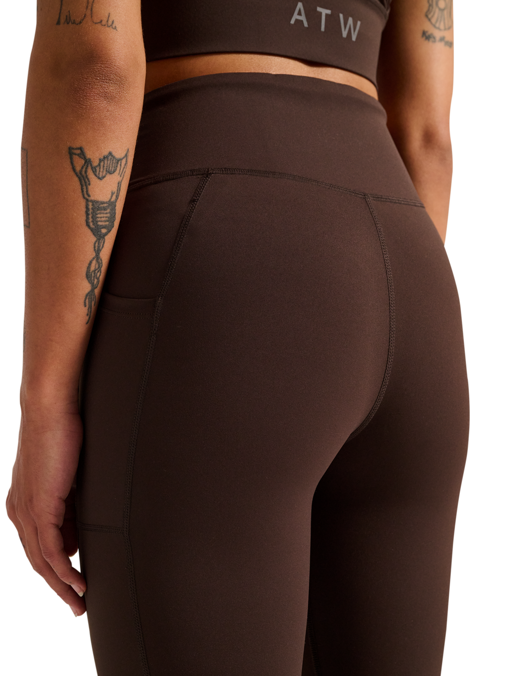 HALO WOMEN TRAINING TIGHTS, CHOCOLATE TORTE, model