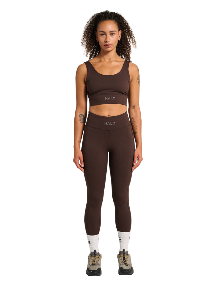 HALO WOMEN TRAINING TIGHTS, CHOCOLATE TORTE, model