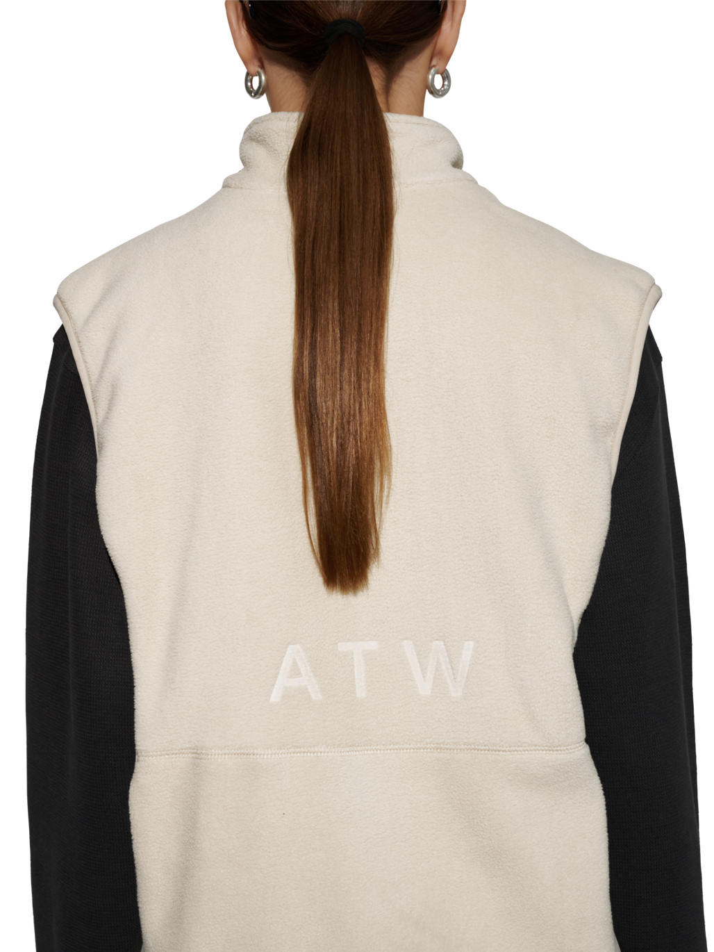 HALO ATW TEDDY FLEECE VEST, OYSTER GRAY, model