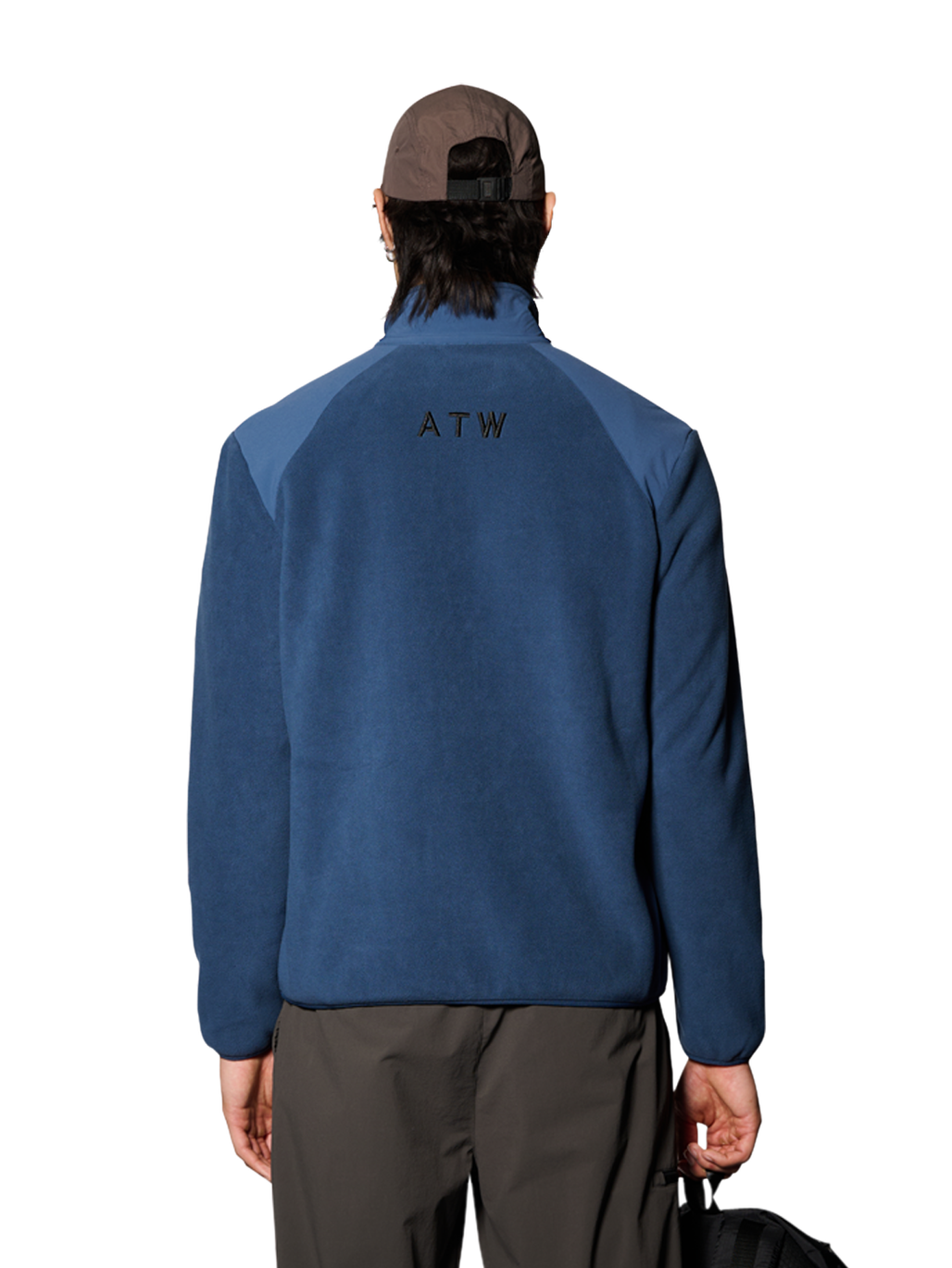 HALO PANELED FLEECE JACKET, SARGASSO SEA, model
