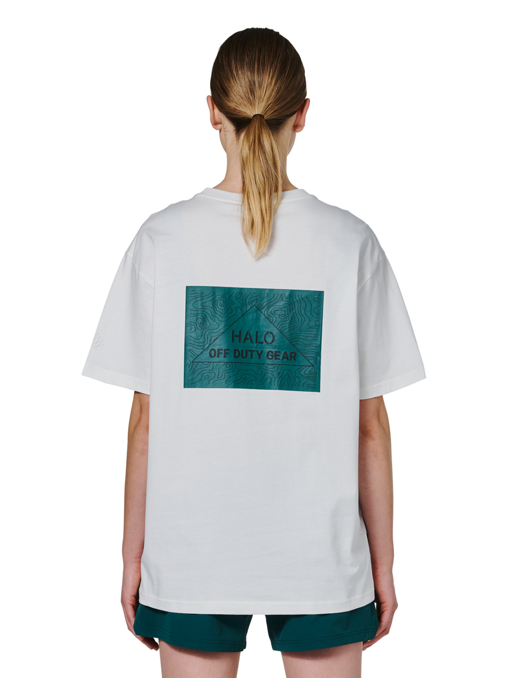 HALO GRAPHIC T-SHIRT, MARSHMALLOW/BOTANICAL GARDEN, model