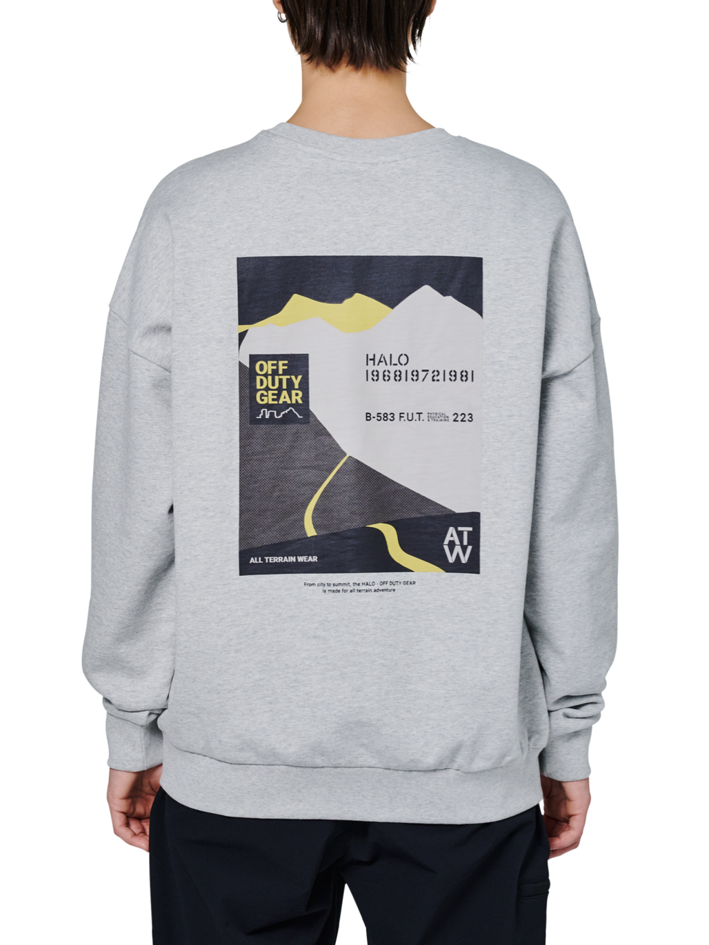 HALO AVIATION BOXY CREW, LIGHT GREY MELANGE, model