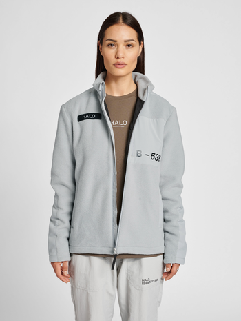 HALO TEDDY FLEECE JACKET, HARBOR MIST, model