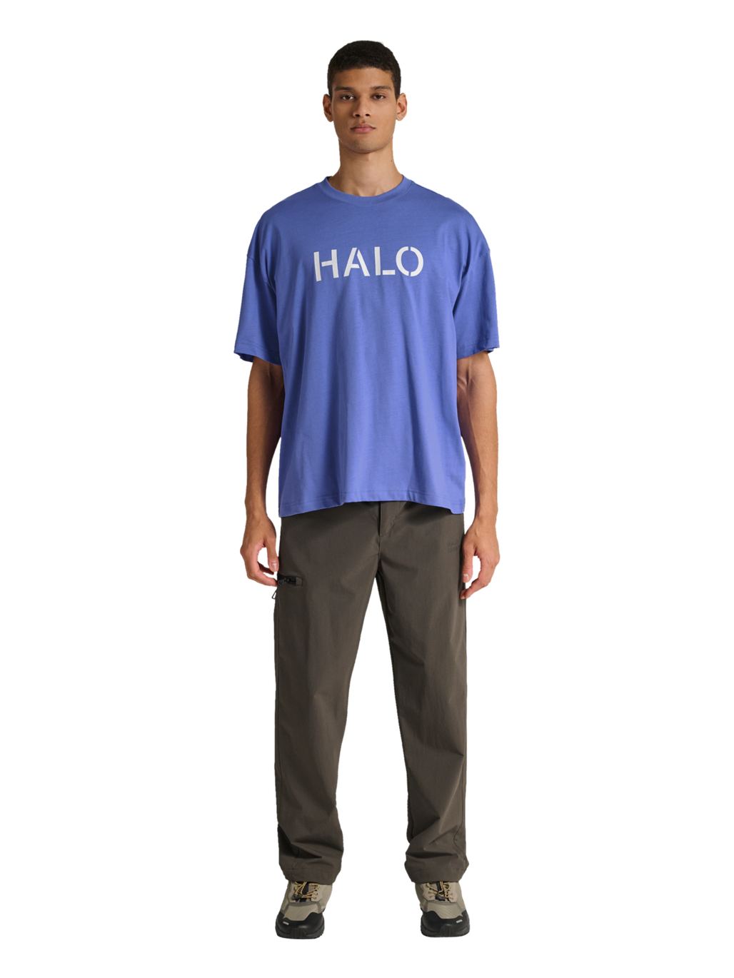 HALO UNIFORM BOXY T-SHIRT, BAJA BLUE, model
