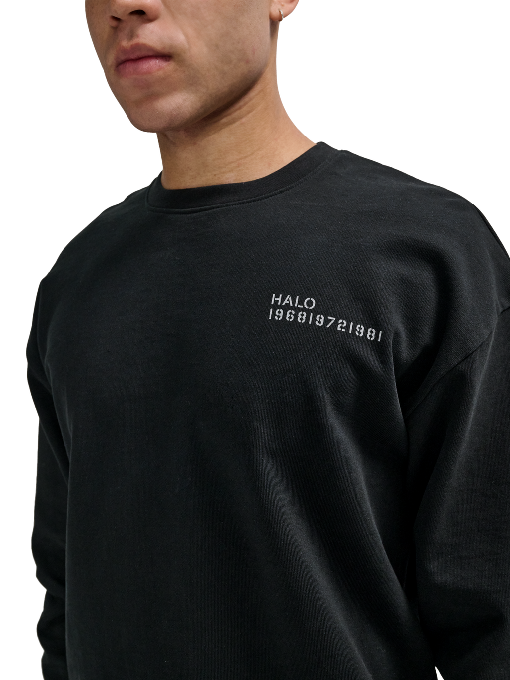 HALO ESSENTIAL CREW, BLACK, model