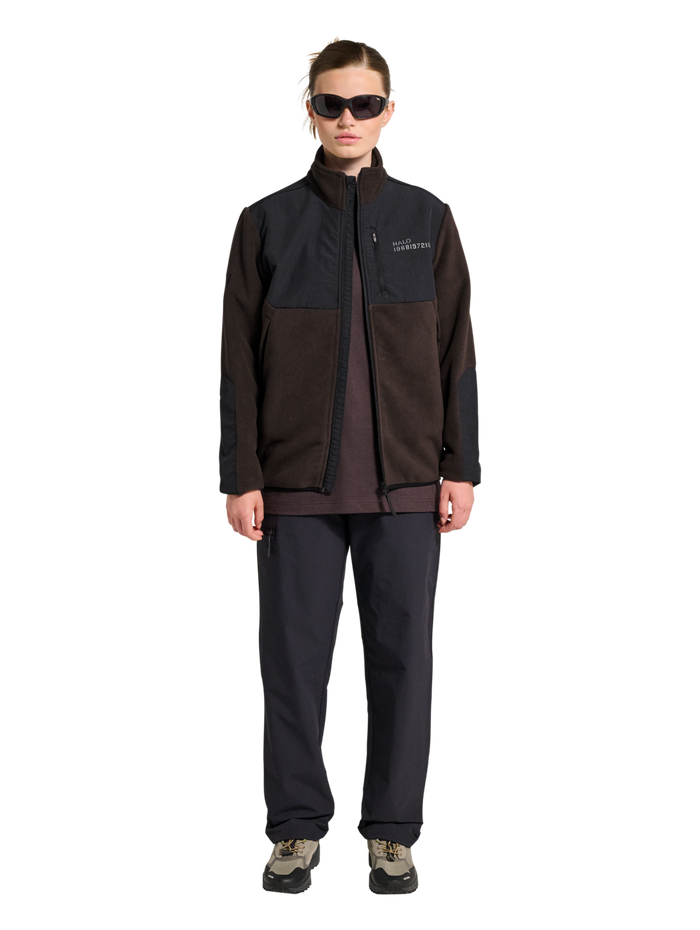 HALO BLOCKED ZIP FLEECE, CHOCOLATE TORTE, model