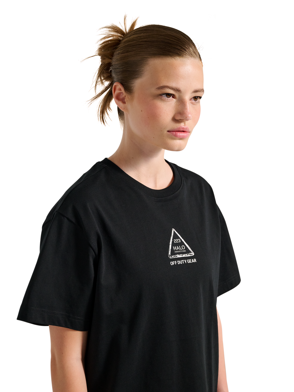 HALO GRAPHIC T-SHIRT, BLACK/OLIVE DRAB, model