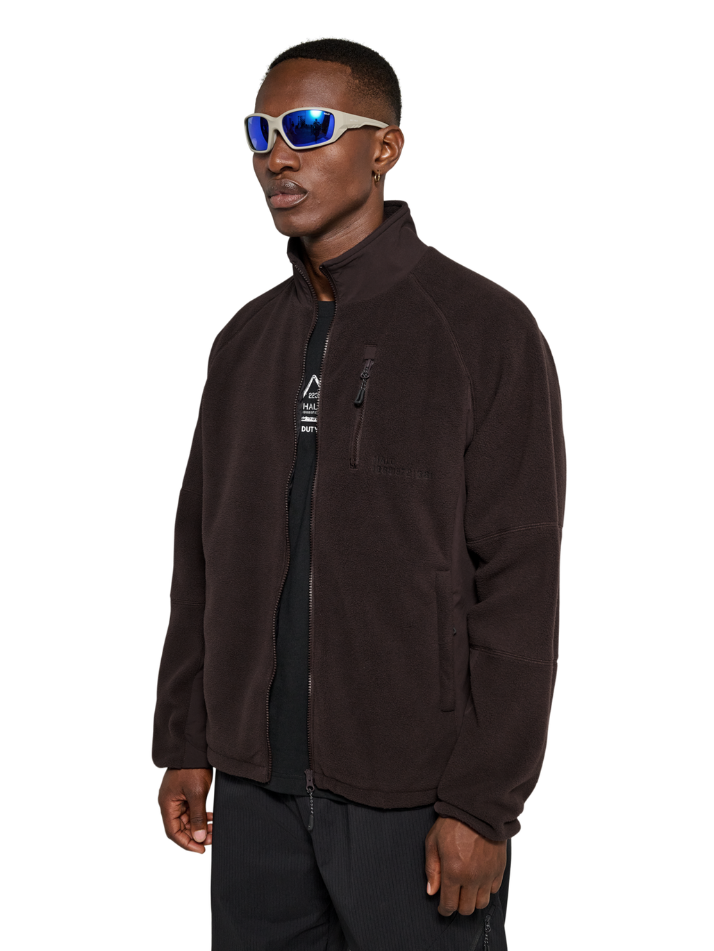 HALO WINDPROOF TEDDYFLEECE JACKET, CHOCOLATE TORTE, model