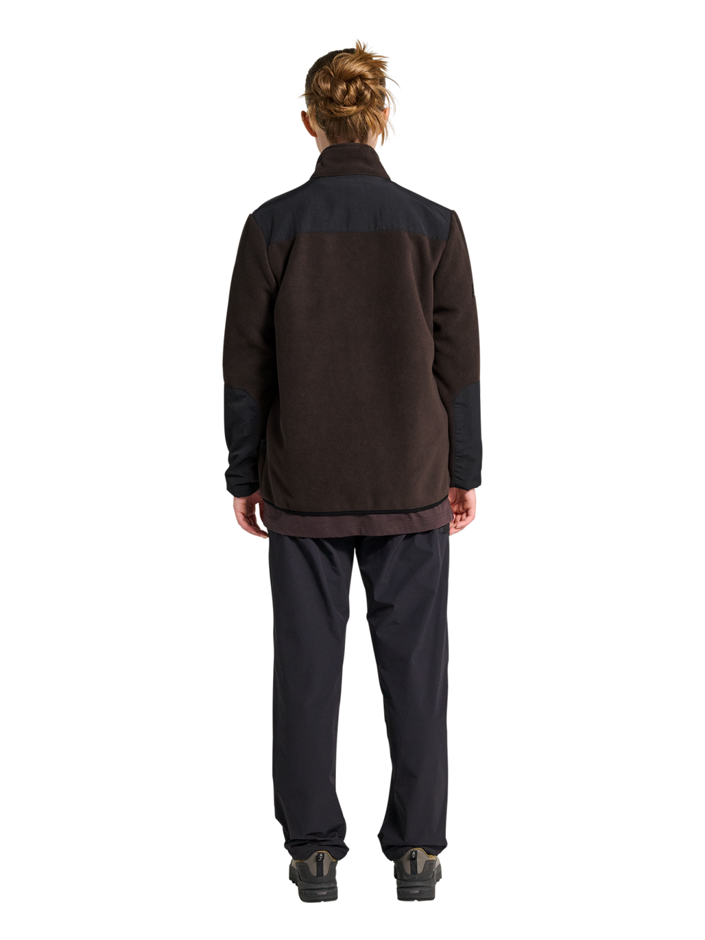 HALO BLOCKED ZIP FLEECE, CHOCOLATE TORTE, model