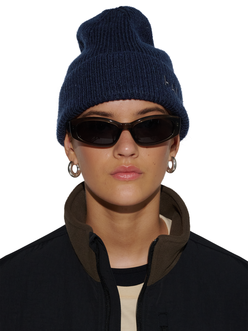 HALO WOOL MIX BEANIE, DARK SAPPHIRE, model