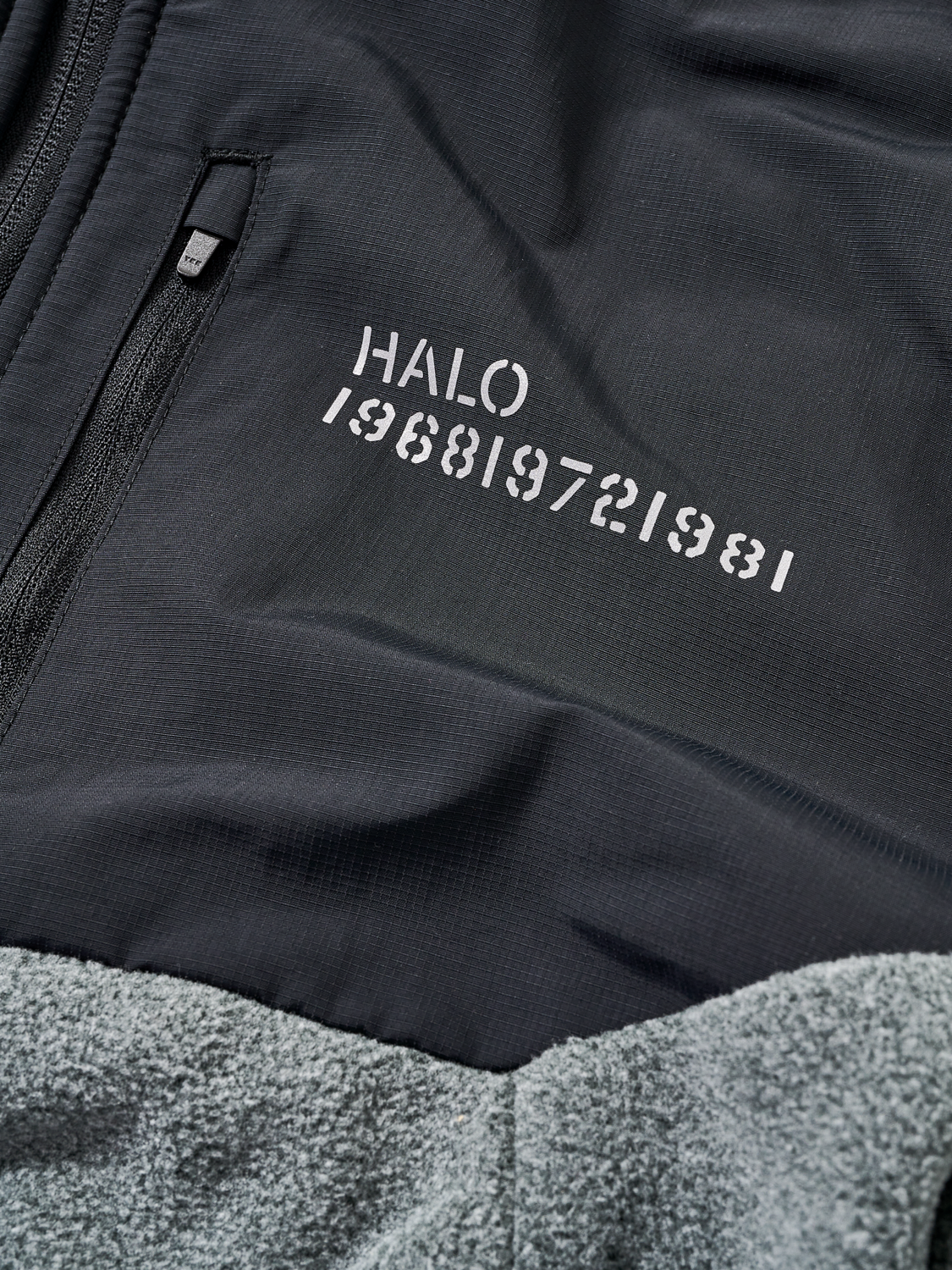 HALO BLOCKED ZIP FLEECE, GREY MELANGE, packshot
