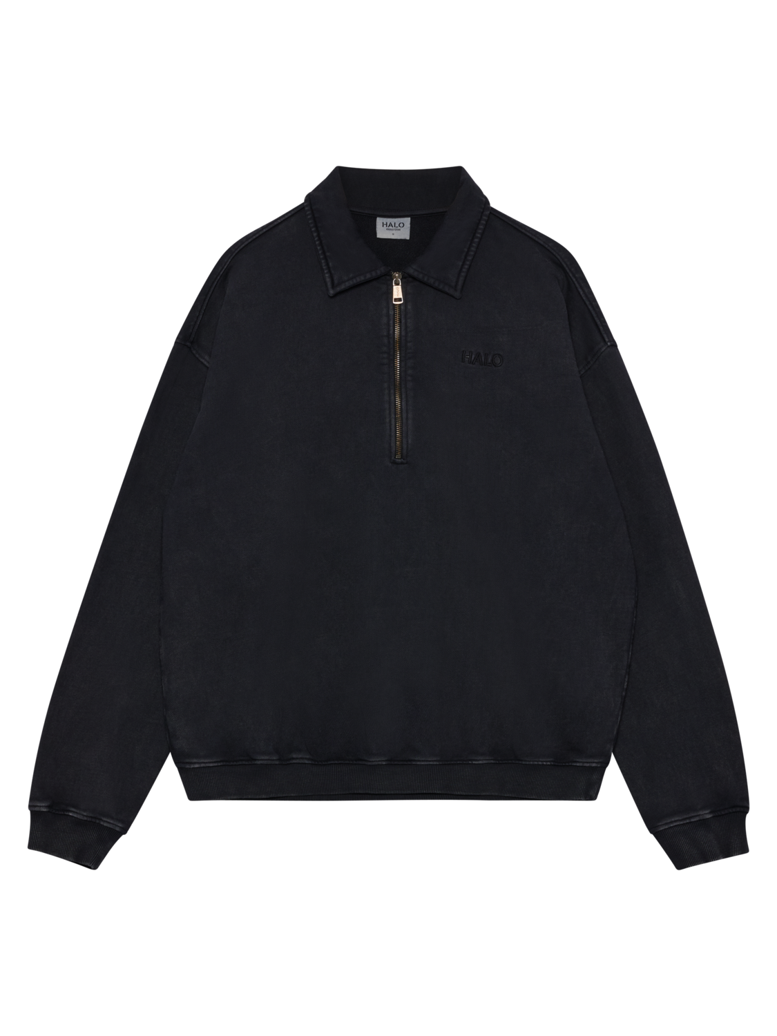 HALO BOXY POLO SWEAT, BLACK, packshot