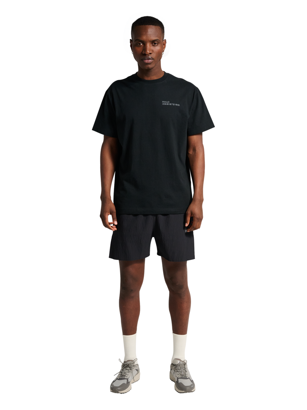 HALO WAFFLE TECH SHORTS, BLACK, model