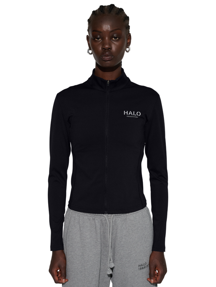 HALO WOMENS TRAINING ZIP SHIRT, BLACK, model