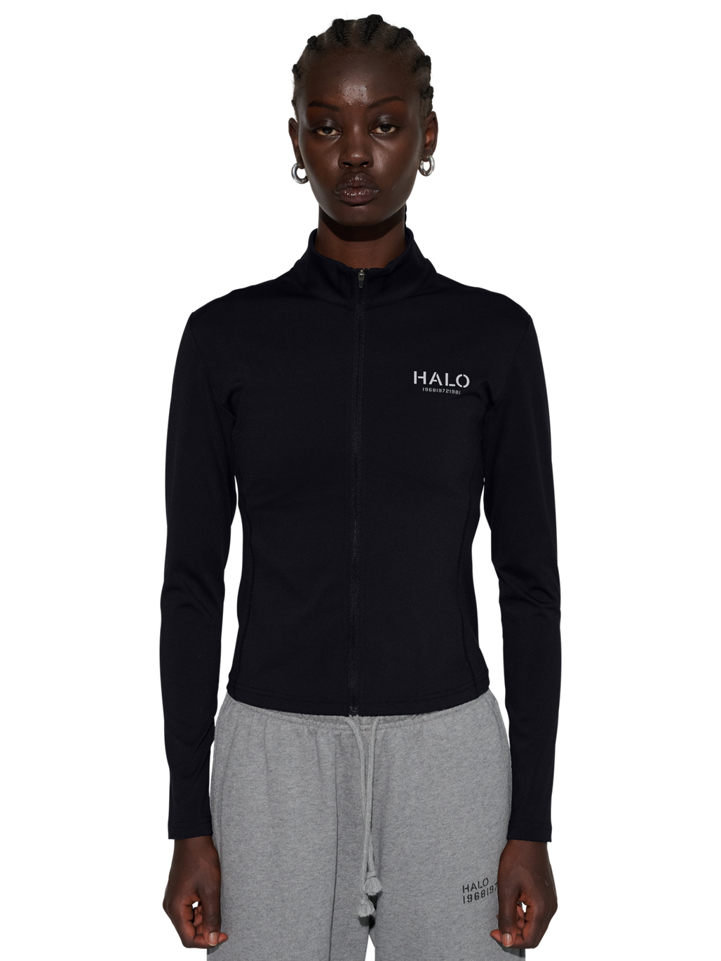 HALO WOMENS TRAINING ZIP SHIRT, BLACK, model