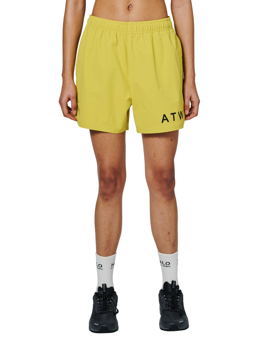 HALO SHORTS, WARM OLIVE, model