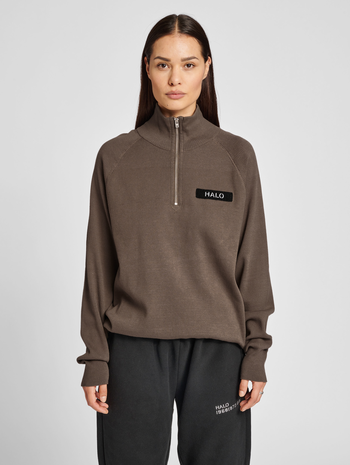 HALO HALFZIP KNIT, MAJOR BROWN, model