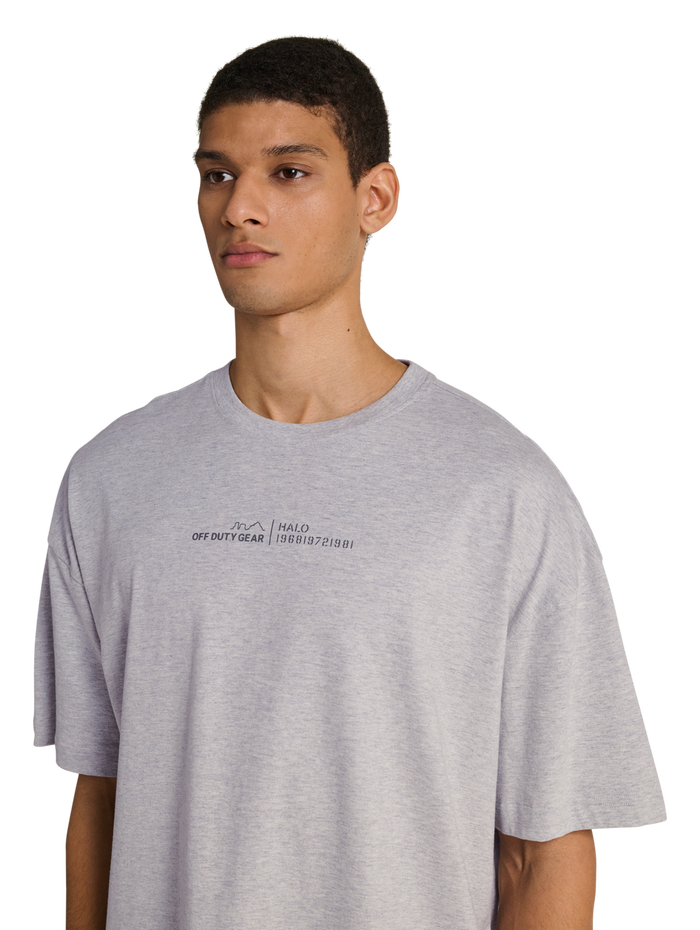 HALO GRAPHIC BOXY T-SHIRT, LIGHT GREY MELANGE, model