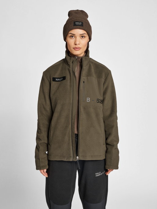 HALO TEDDY FLEECE JACKET, MAJOR BROWN, model